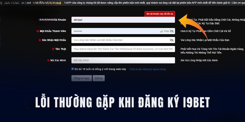 Các lỗi thường gặp và cách khắc phục khi đăng ký I9BET